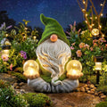 Gnomo Zen Meditando Con Esferas Solares, 15 cm