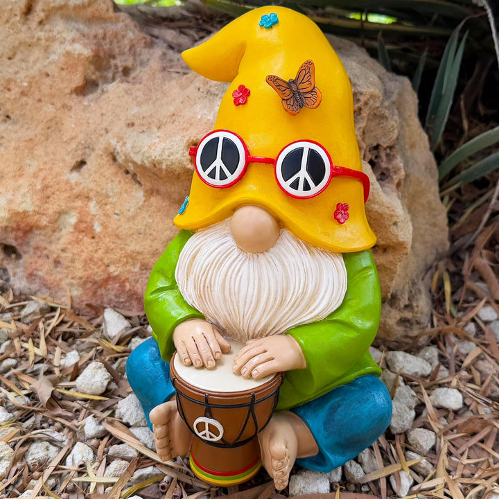 Gnomo Hippie Baterista, 23 cm